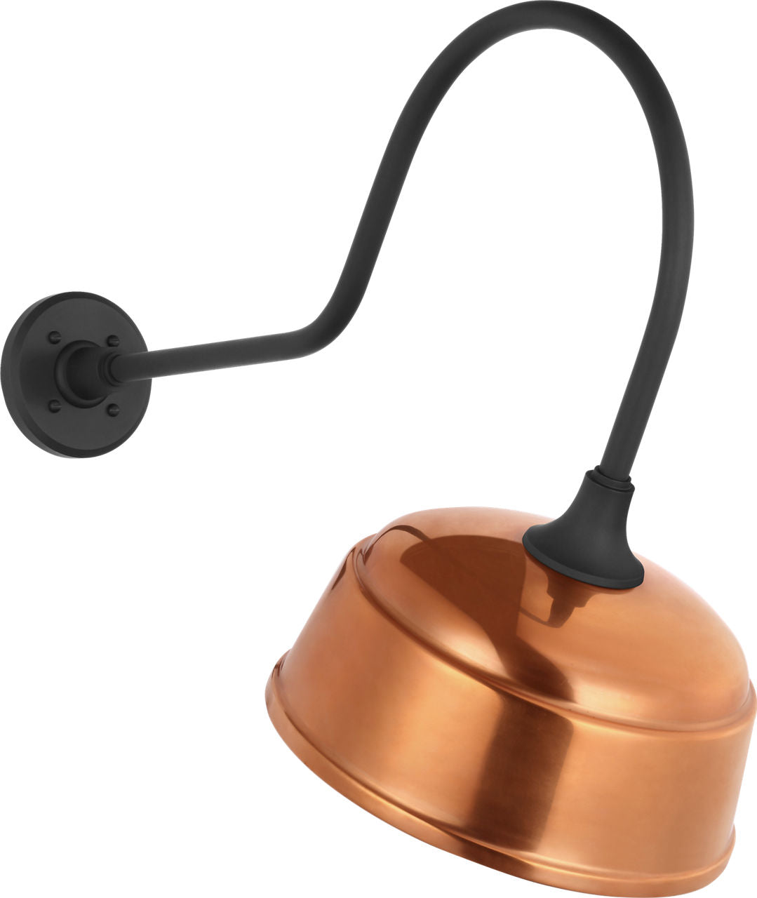 Academy 26" Angled Flynn Barn Light | Matte Black | 12.5 | 12.5" Soft Copper Rockhouse Shade