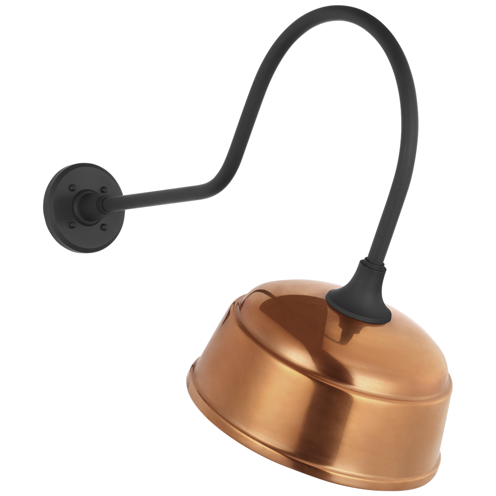 Academy 26" Angled Flynn Barn Light | Matte Black | 12.5 | 12.5" Soft Copper Rockhouse Shade