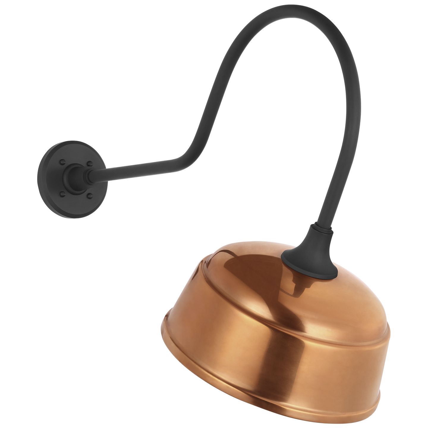 Academy 26" Angled Flynn Barn Light | Matte Black | 12.5 | 12.5" Soft Copper Rockhouse Shade