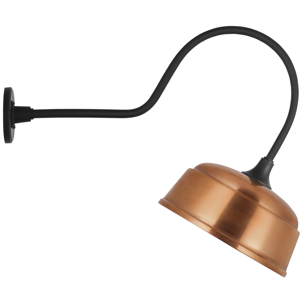Academy 26" Angled Flynn Barn Light | Matte Black | 12.5 | 12.5" Soft Copper Rockhouse Shade