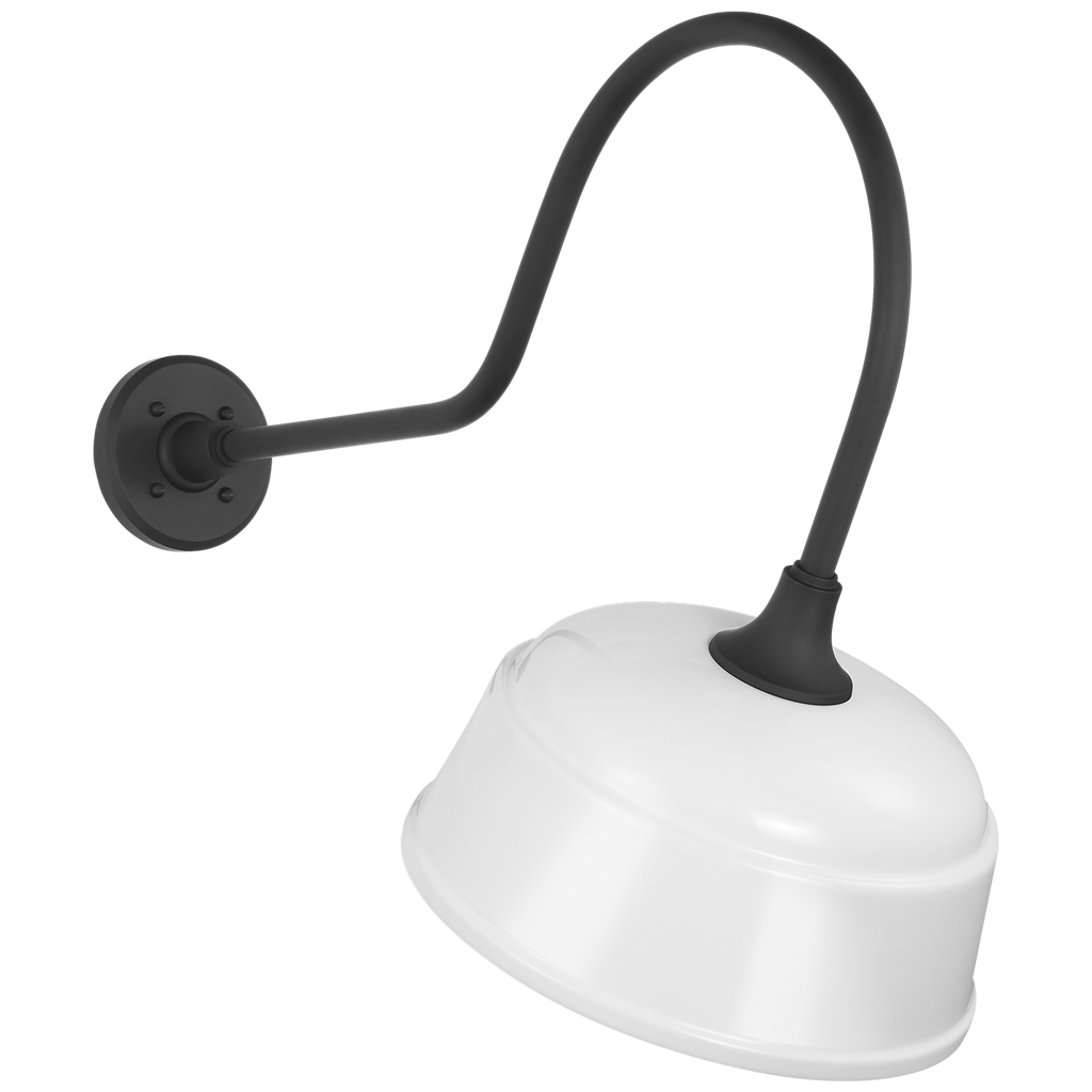 Academy 26" Angled Flynn Barn Light | Matte Black | 12.5 | 12.5" White Rockhouse Shade