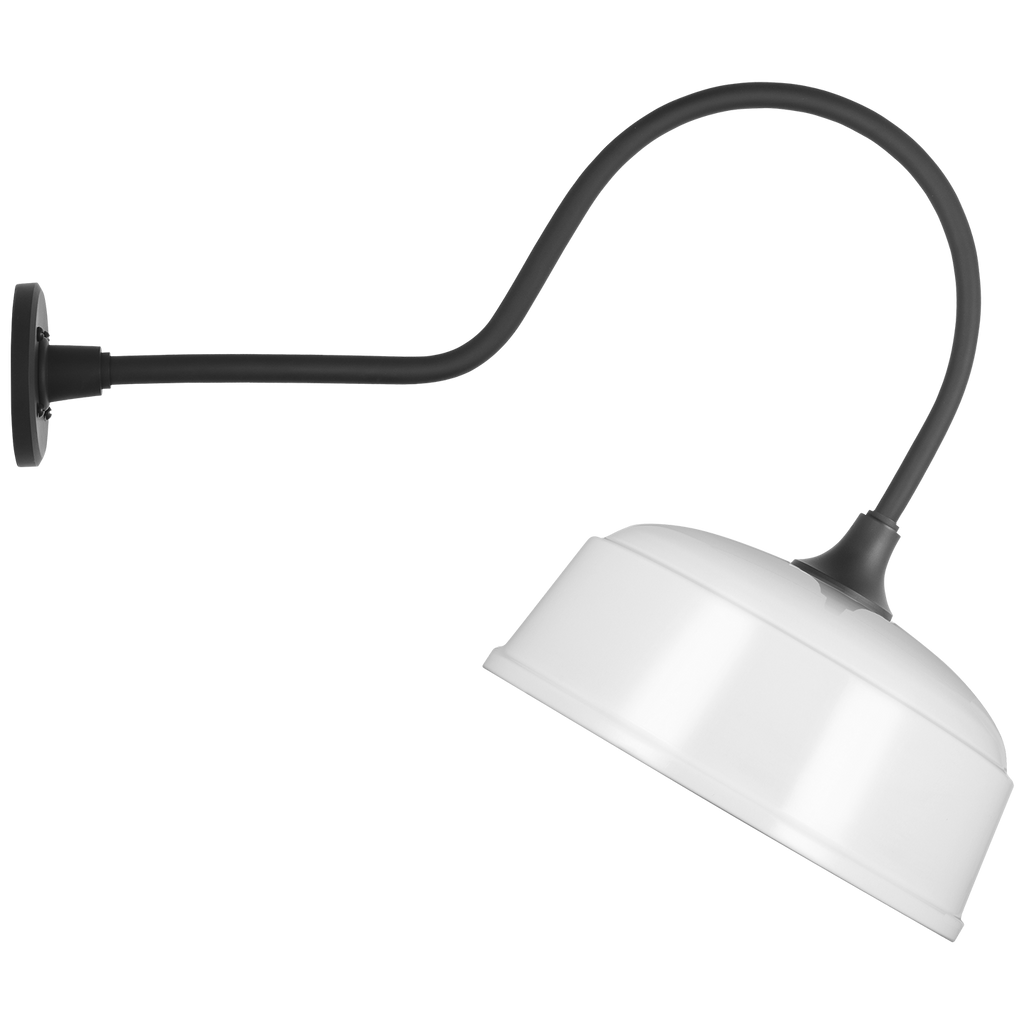 Academy 26" Angled Flynn Barn Light | Matte Black | 12.5 | 12.5" White Rockhouse Shade
