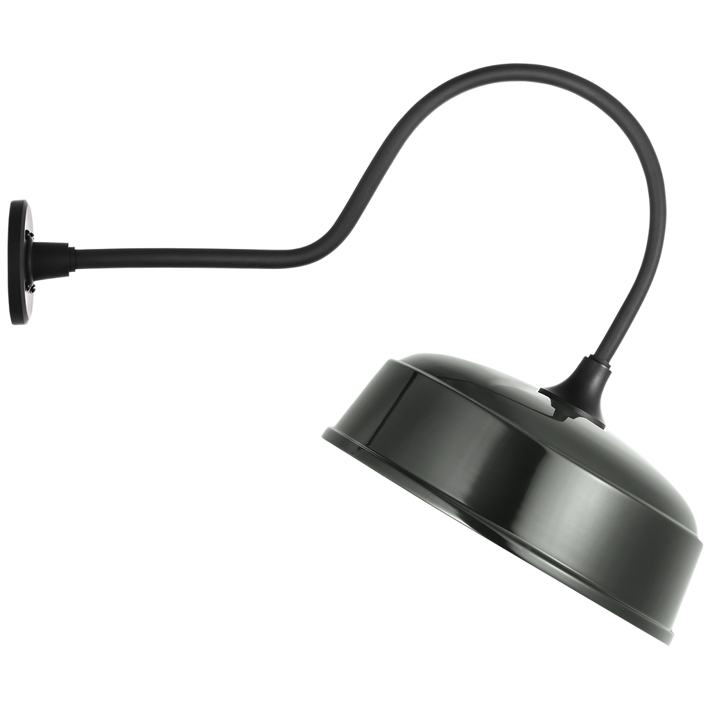 Academy 26" Angled Flynn Barn Light | Matte Black | 16 | 16" Green Rockhouse Shade