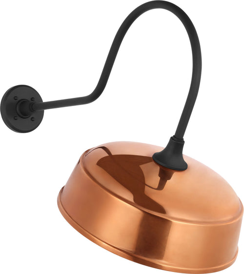 Academy 26" Angled Flynn Barn Light | Matte Black | 16 | 16" Soft Copper Rockhouse Shade
