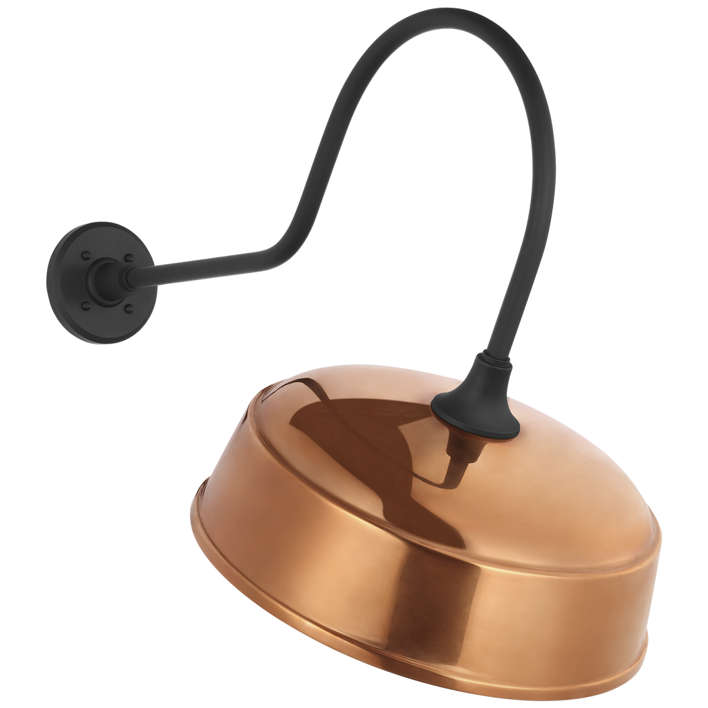 Academy 26" Angled Flynn Barn Light | Matte Black | 16 | 16" Soft Copper Rockhouse Shade