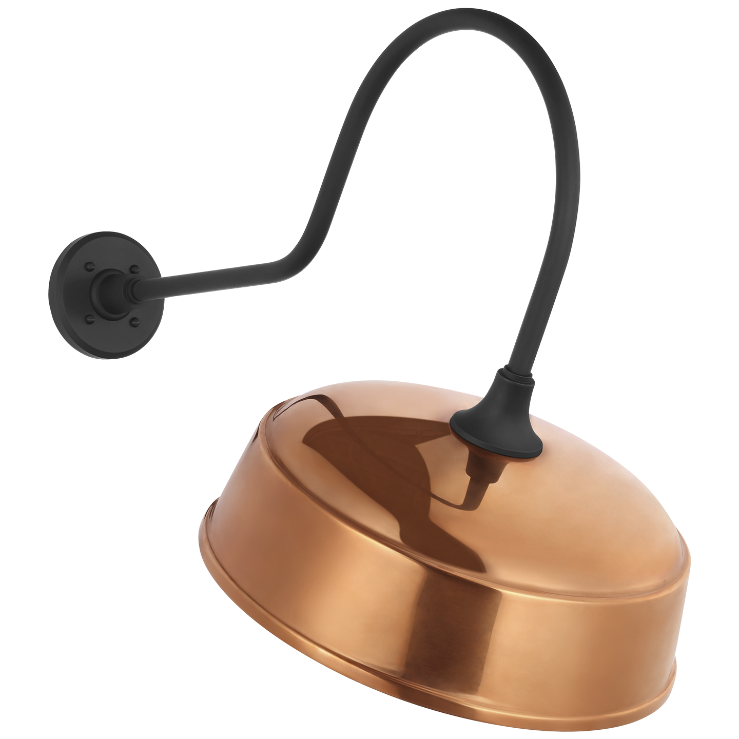 Academy 26" Angled Flynn Barn Light | Matte Black | 16 | 16" Soft Copper Rockhouse Shade