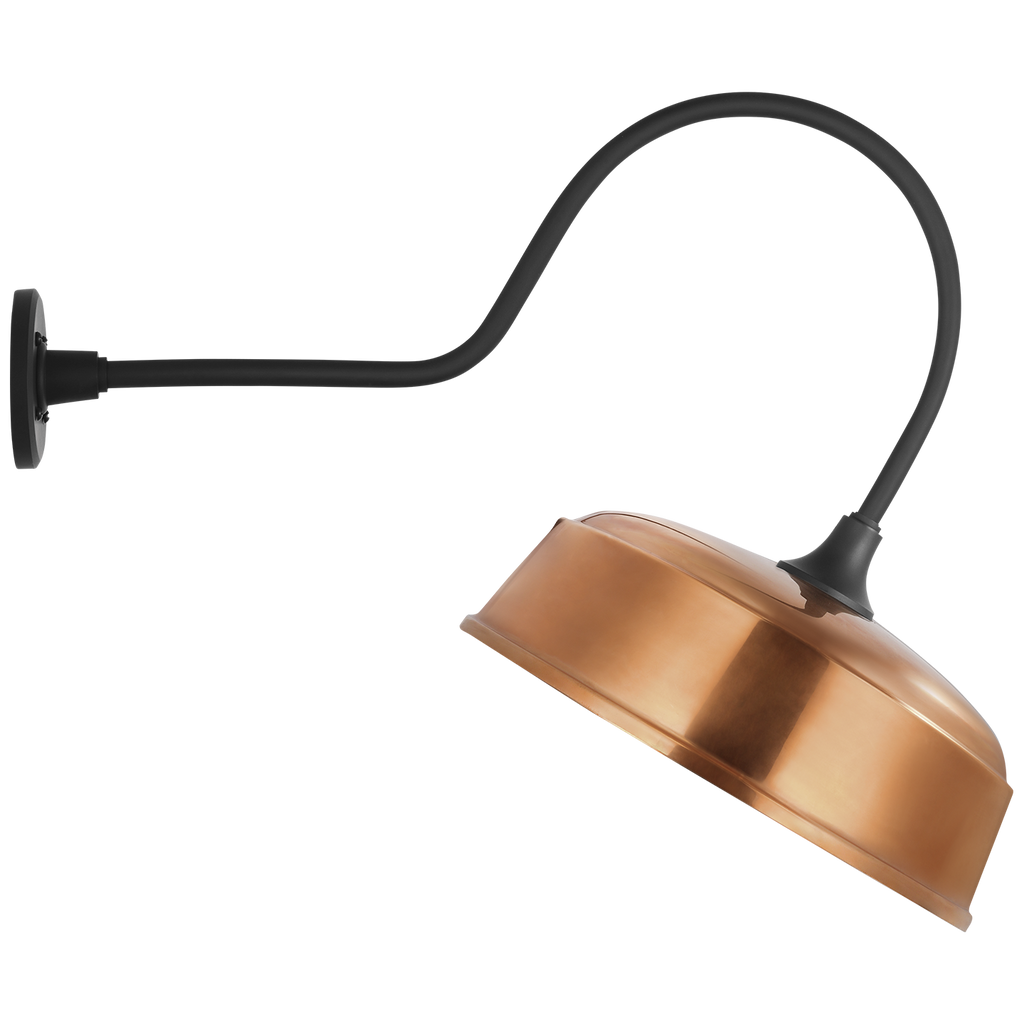 Academy 26" Angled Flynn Barn Light | Matte Black | 16 | 16" Soft Copper Rockhouse Shade