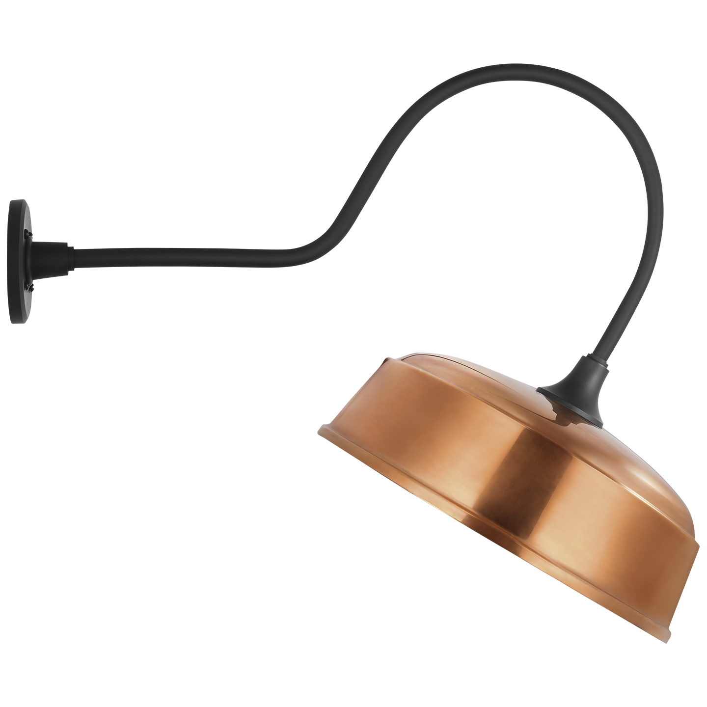 Academy 26" Angled Flynn Barn Light | Matte Black | 16 | 16" Soft Copper Rockhouse Shade