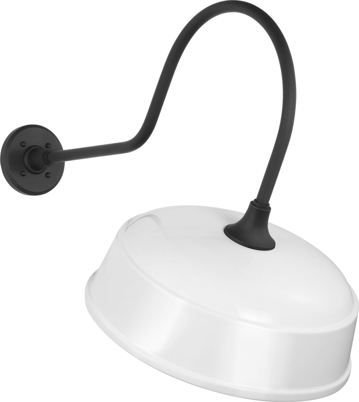Academy 26" Angled Flynn Barn Light | Matte Black | 16 | 16" White Rockhouse Shade
