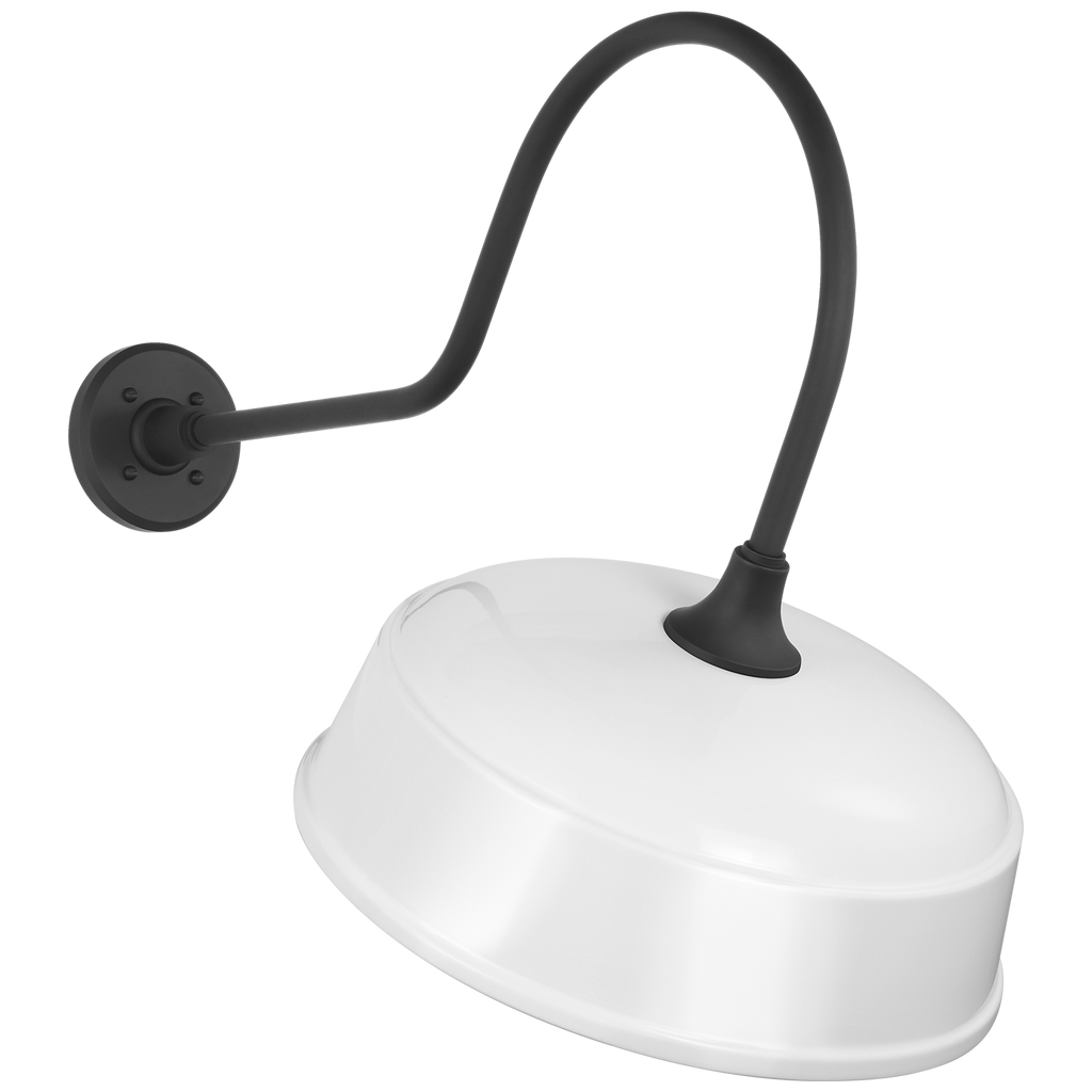 Academy 26" Angled Flynn Barn Light | Matte Black | 16 | 16" White Rockhouse Shade