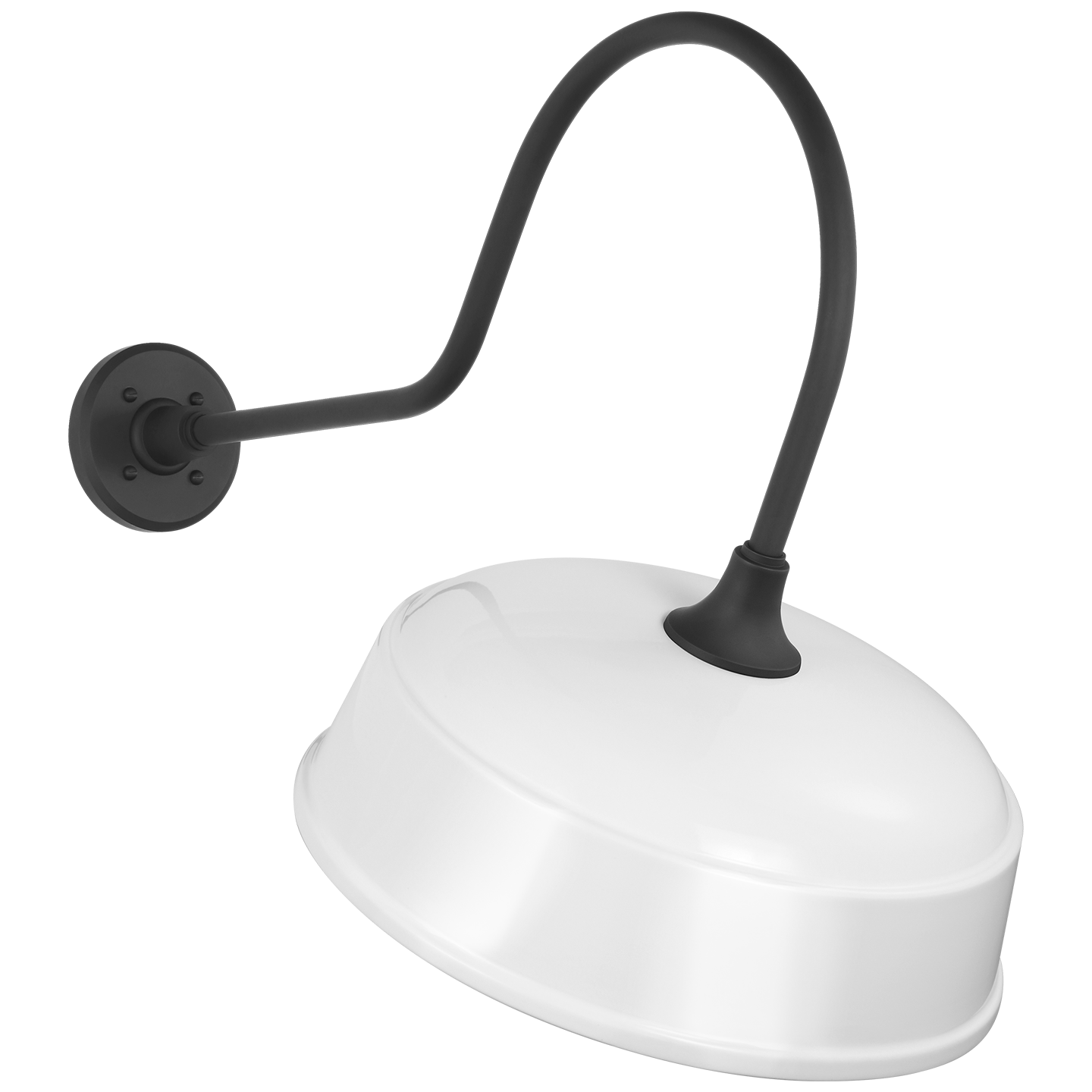 Academy 26" Angled Flynn Barn Light | Matte Black | 16 | 16" White Rockhouse Shade