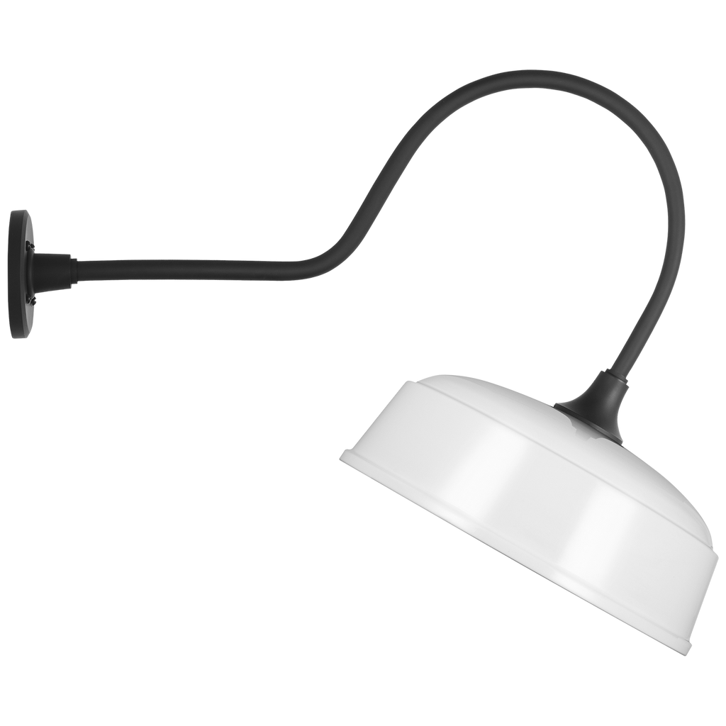 Academy 26" Angled Flynn Barn Light | Matte Black | 16 | 16" White Rockhouse Shade