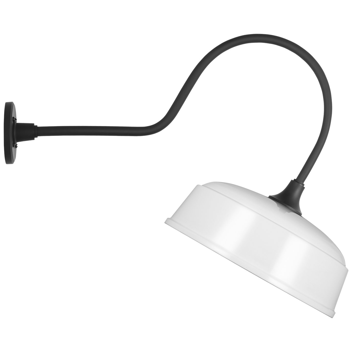 Academy 26" Angled Flynn Barn Light | Matte Black | 16 | 16" White Rockhouse Shade