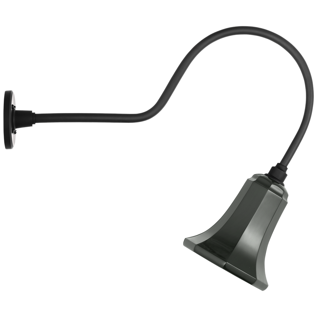 Academy 26" Angled Flynn Barn Light | Matte Black | 7.5 | 7.5" Green Savannah Shade