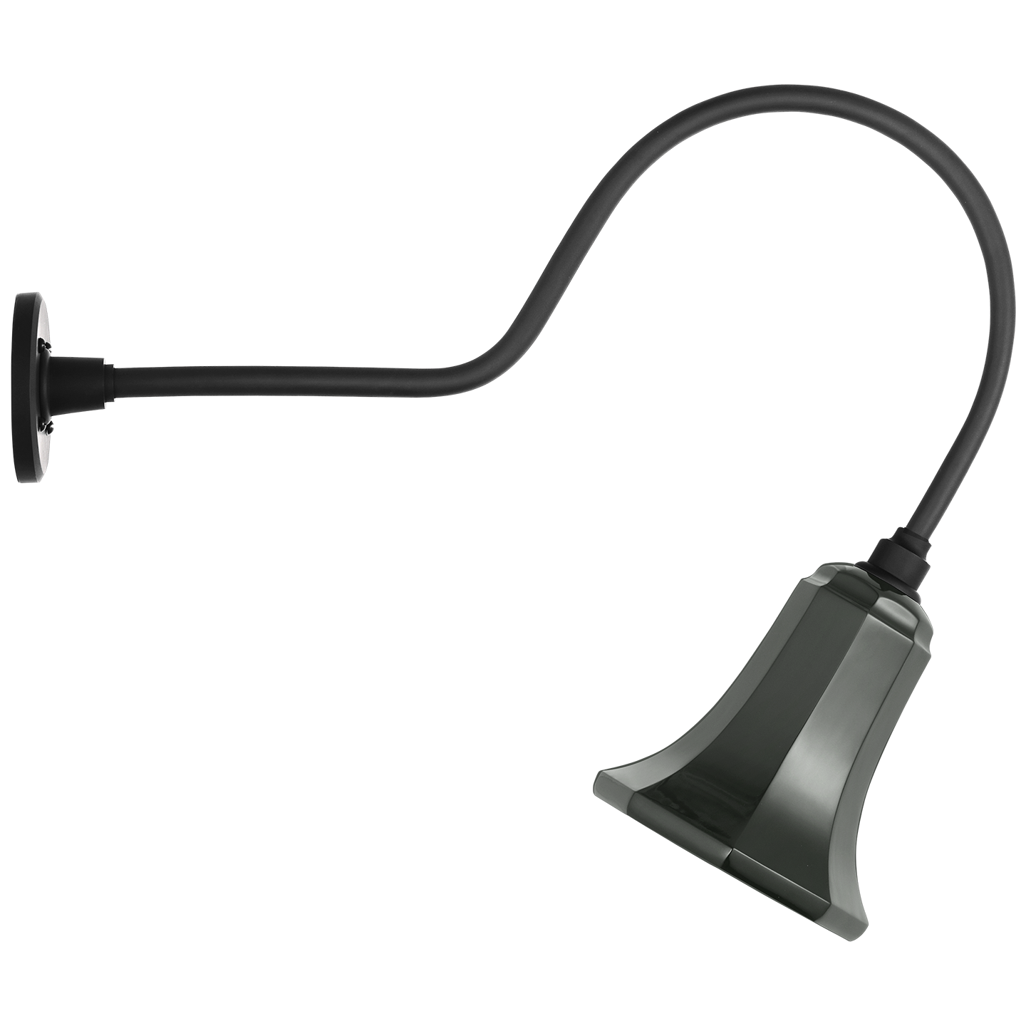 Academy 26" Angled Flynn Barn Light | Matte Black | 7.5 | 7.5" Green Savannah Shade