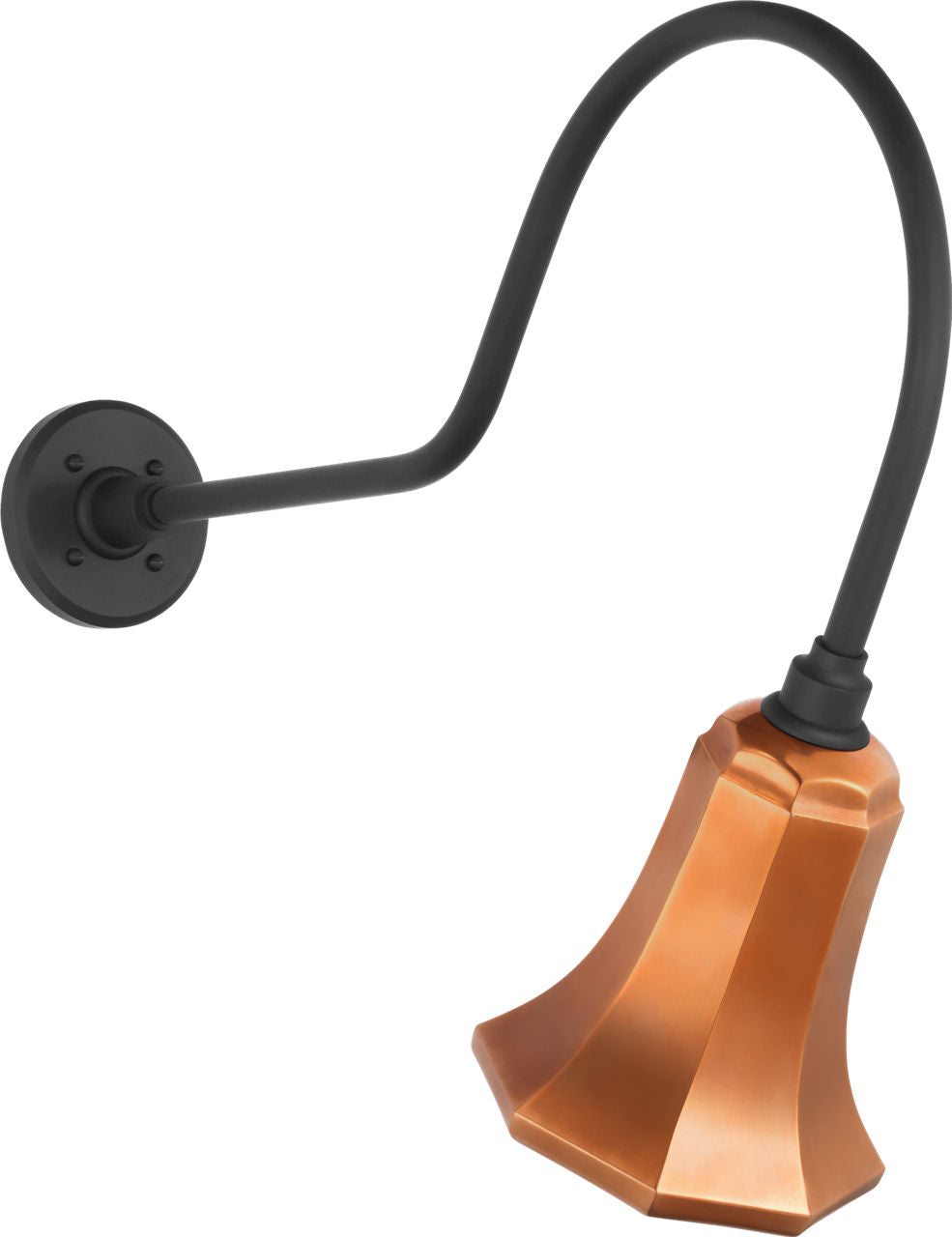 Academy 26" Angled Flynn Barn Light | Matte Black | 7.5 | 7.5" Soft Copper Savannah Shade