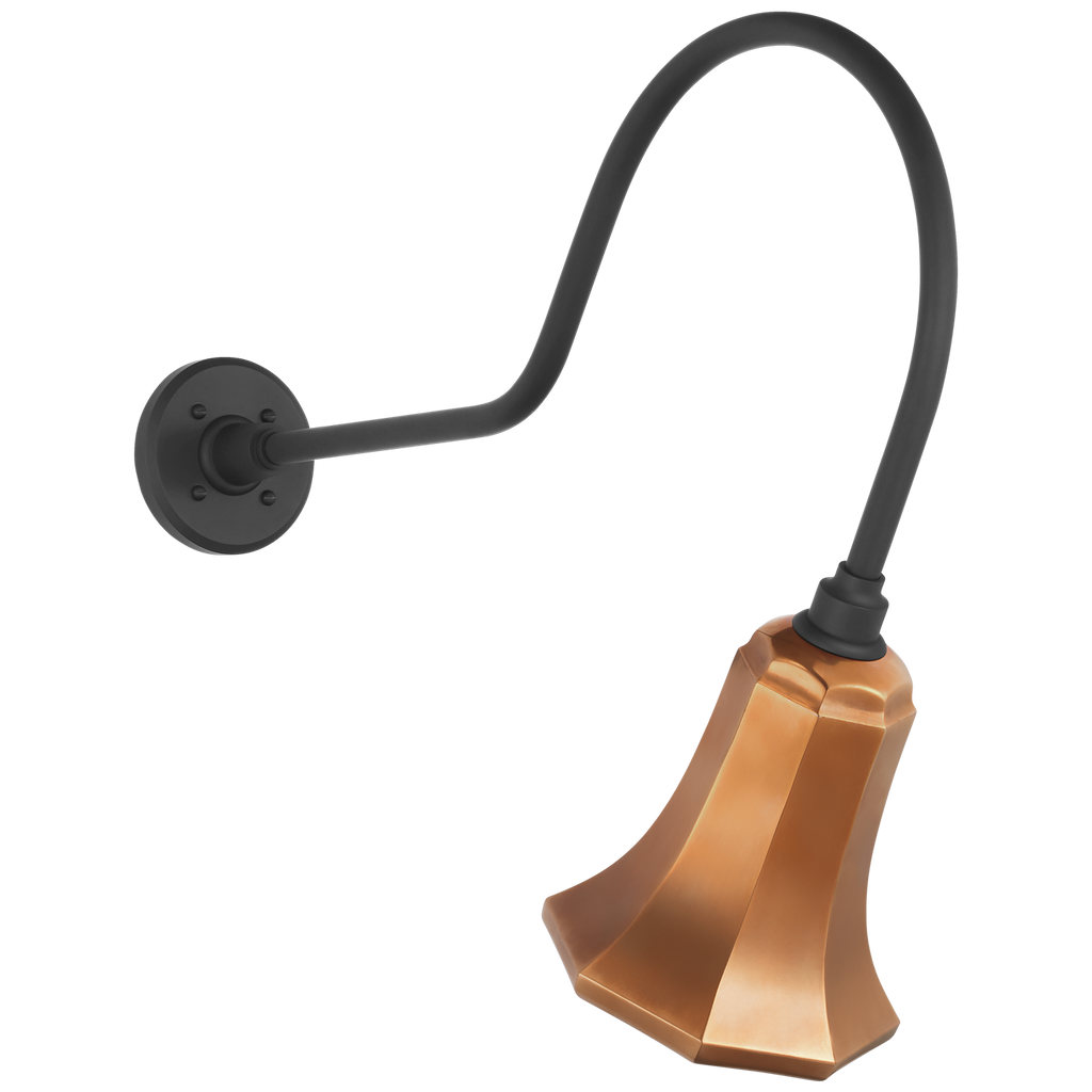 Academy 26" Angled Flynn Barn Light | Matte Black | 7.5 | 7.5" Soft Copper Savannah Shade