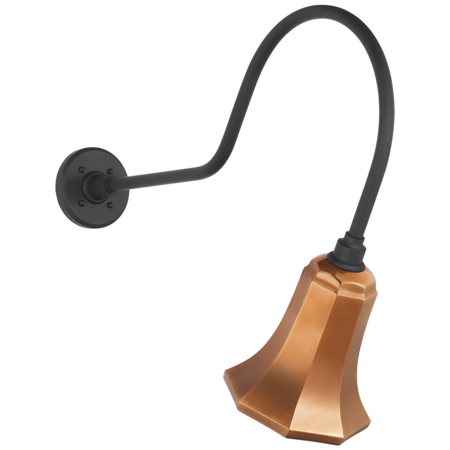 Academy 26" Angled Flynn Barn Light | Matte Black | 7.5 | 7.5" Soft Copper Savannah Shade