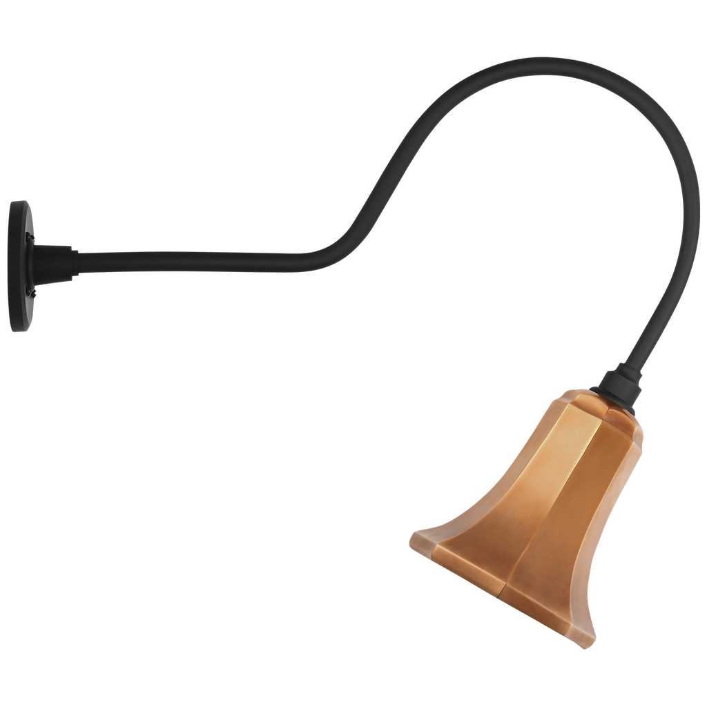 Academy 26" Angled Flynn Barn Light | Matte Black | 7.5 | 7.5" Soft Copper Savannah Shade