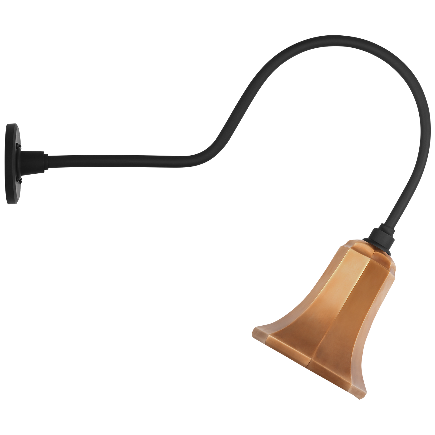 Academy 26" Angled Flynn Barn Light | Matte Black | 7.5 | 7.5" Soft Copper Savannah Shade