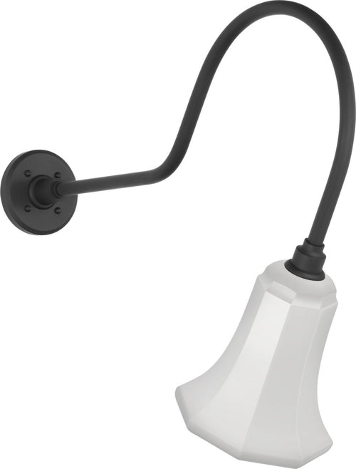 Academy 26" Angled Flynn Barn Light | Matte Black | 7.5 | 7.5" White Savannah Shade