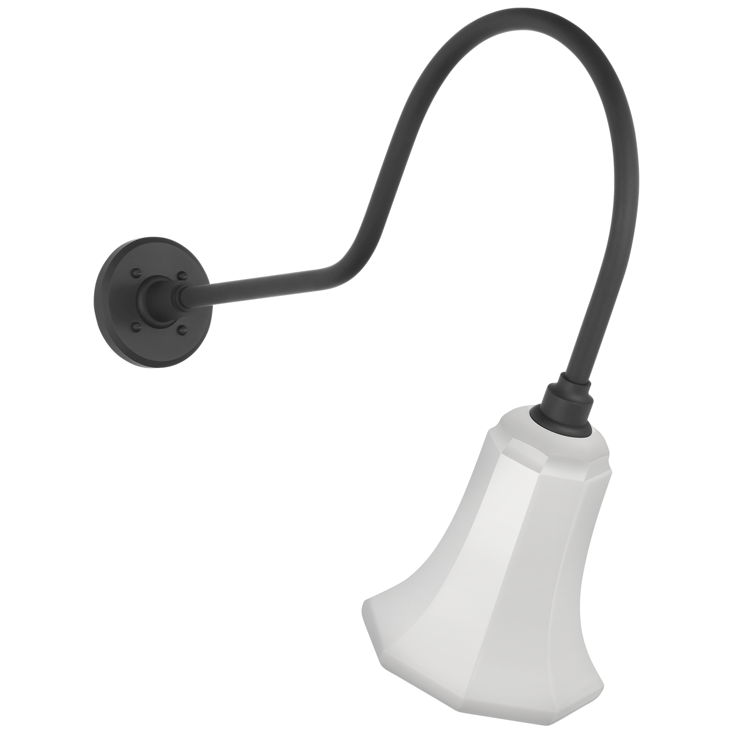Academy 26" Angled Flynn Barn Light | Matte Black | 7.5 | 7.5" White Savannah Shade