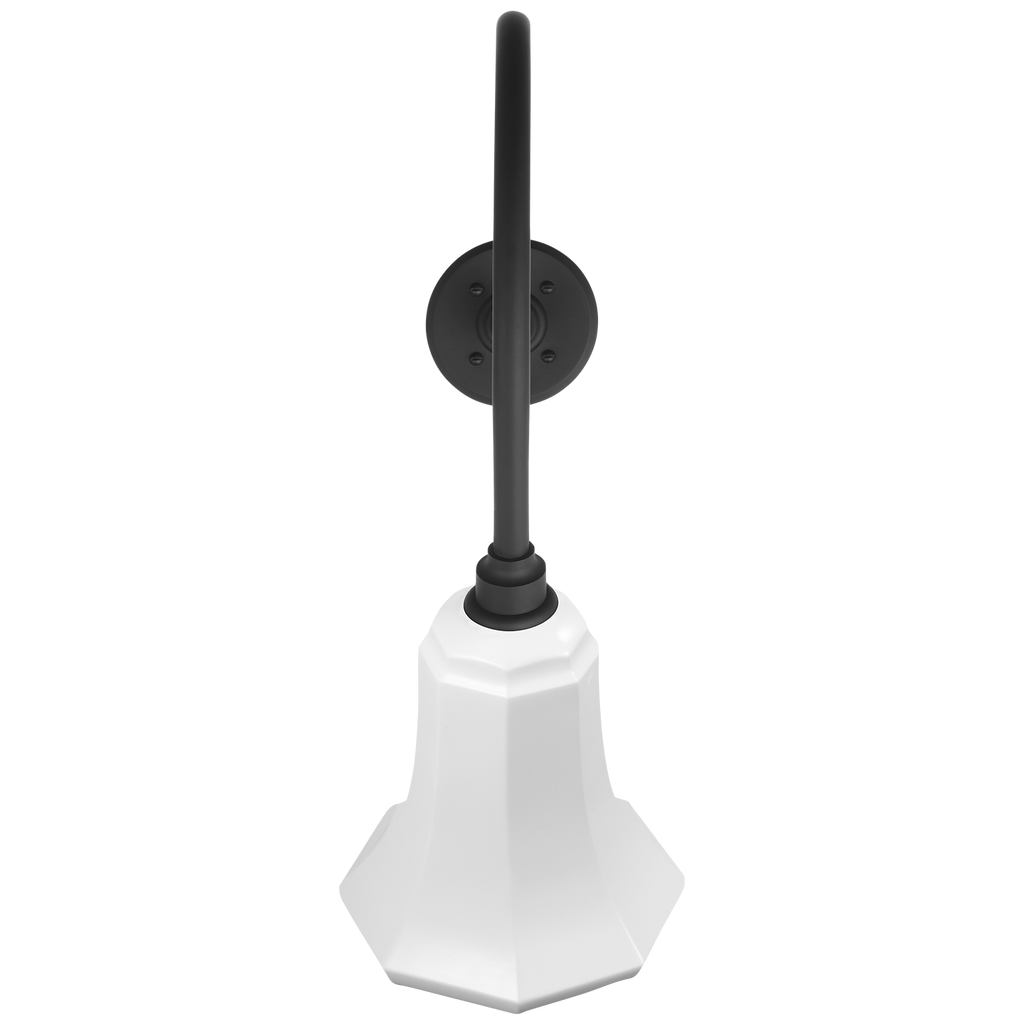 Academy 26" Angled Flynn Barn Light | Matte Black | 7.5 | 7.5" White Savannah Shade