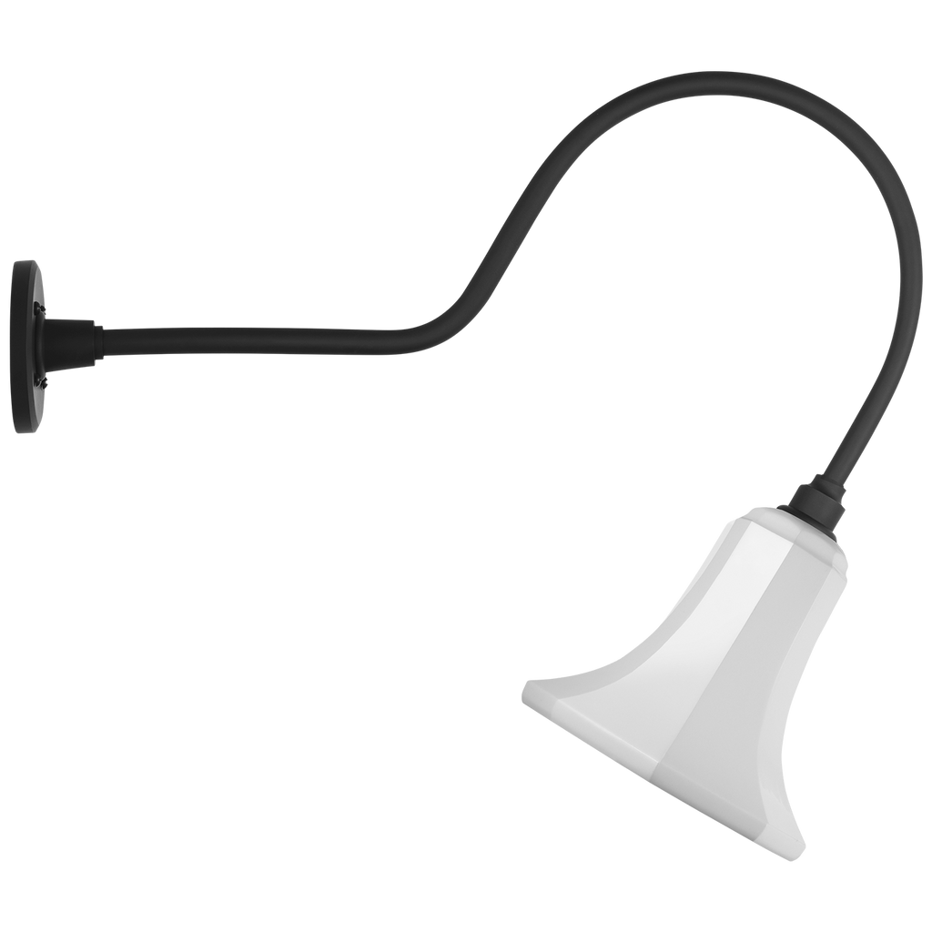 Academy 26" Angled Flynn Barn Light | Matte Black | 7.5 | 7.5" White Savannah Shade