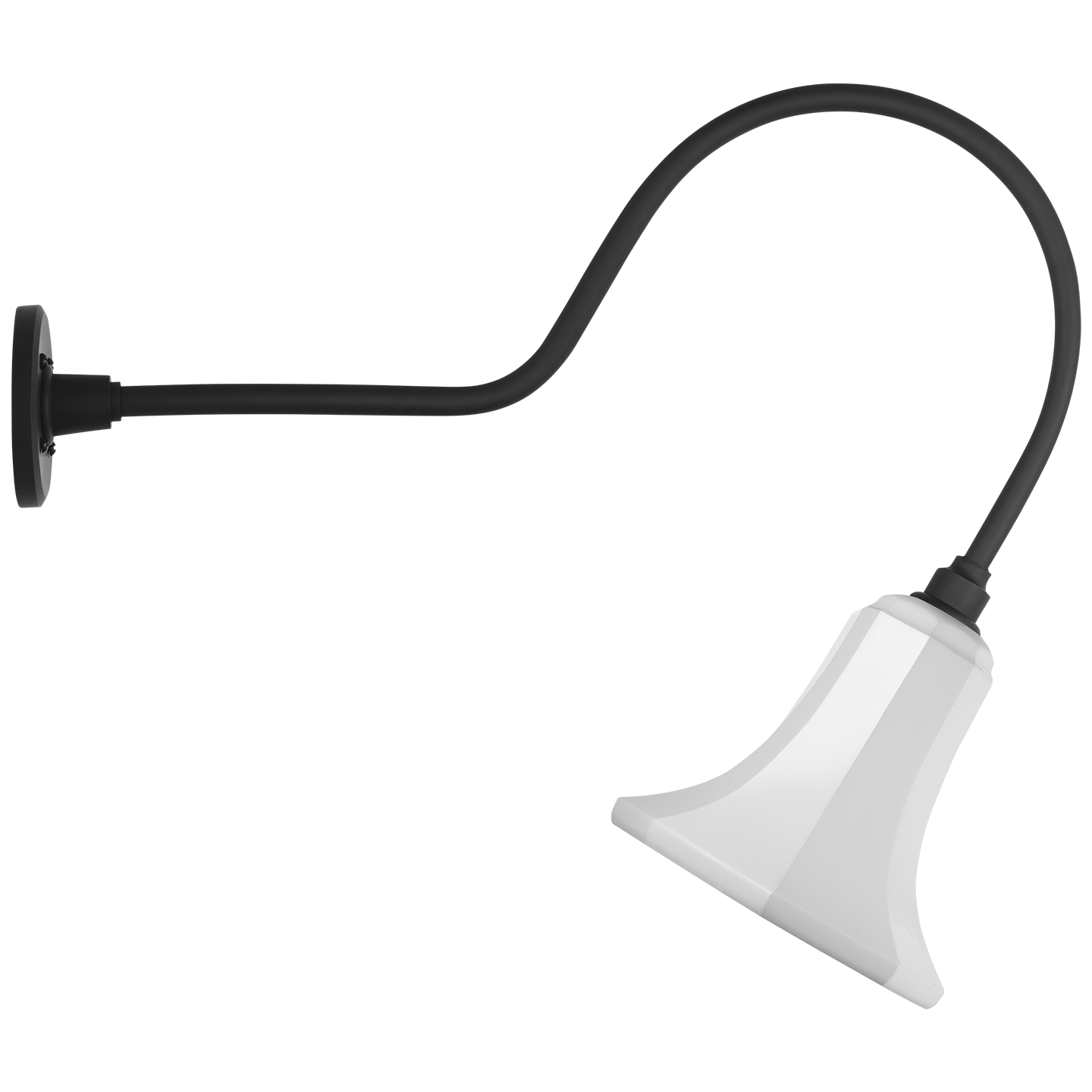 Academy 26" Angled Flynn Barn Light | Matte Black | 7.5 | 7.5" White Savannah Shade