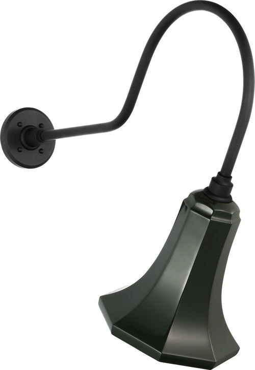 Academy 26" Angled Flynn Barn Light | Matte Black | 9.25 | 9.25" Green Savannah Shade