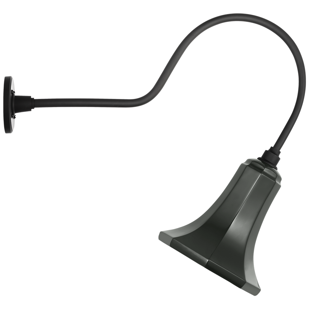 Academy 26" Angled Flynn Barn Light | Matte Black | 9.25 | 9.25" Green Savannah Shade