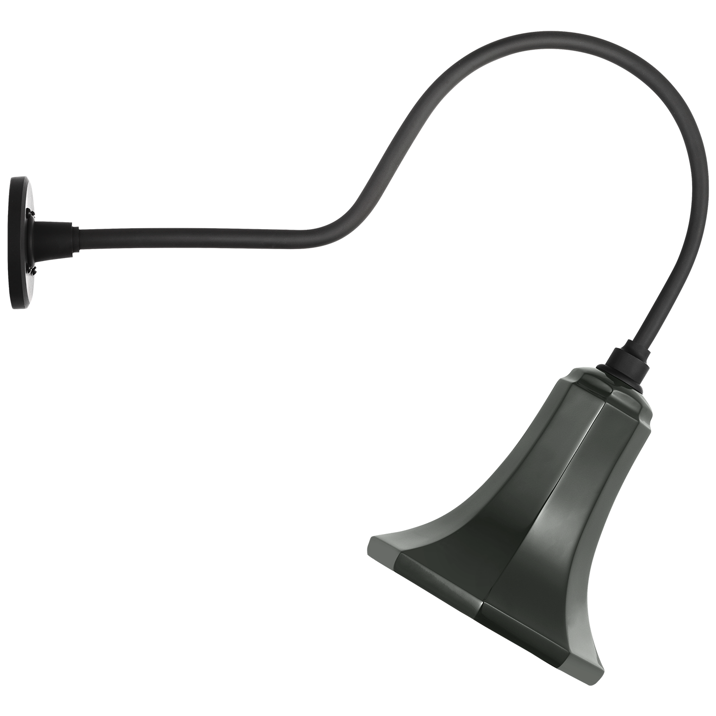 Academy 26" Angled Flynn Barn Light | Matte Black | 9.25 | 9.25" Green Savannah Shade