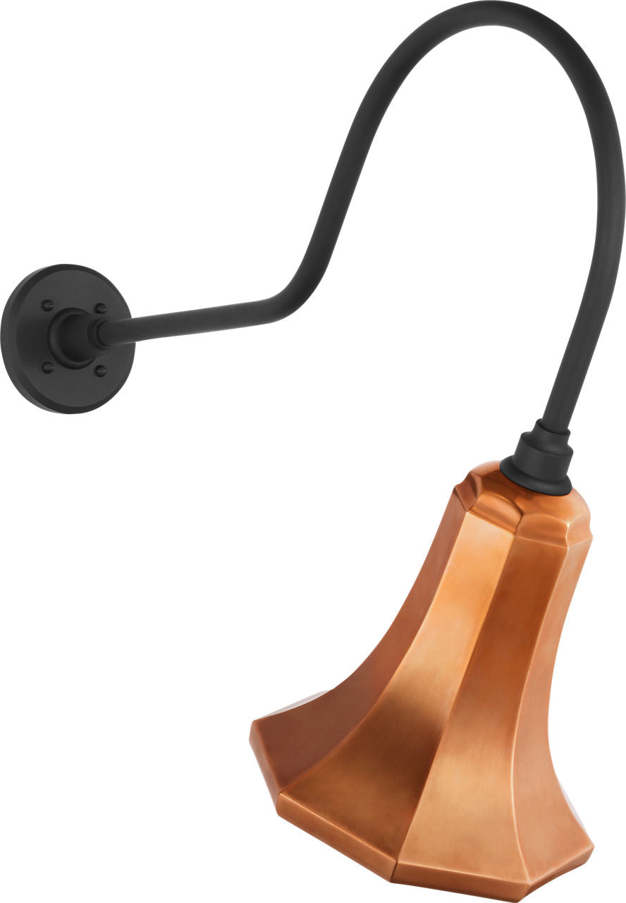 Academy 26" Angled Flynn Barn Light | Matte Black | 9.25 | 9.25" Soft Copper Savannah Shade
