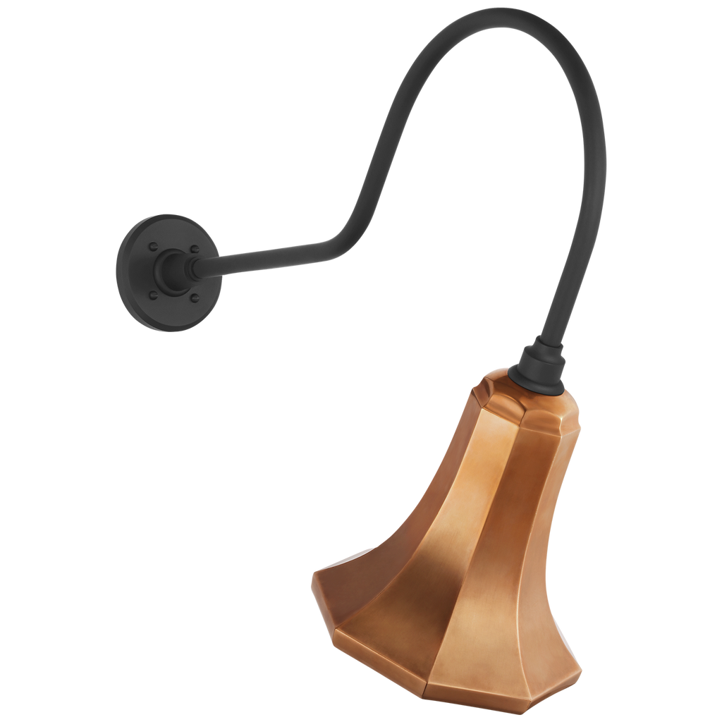 Academy 26" Angled Flynn Barn Light | Matte Black | 9.25 | 9.25" Soft Copper Savannah Shade