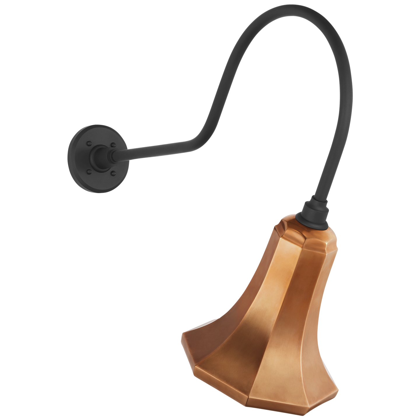 Academy 26" Angled Flynn Barn Light | Matte Black | 9.25 | 9.25" Soft Copper Savannah Shade