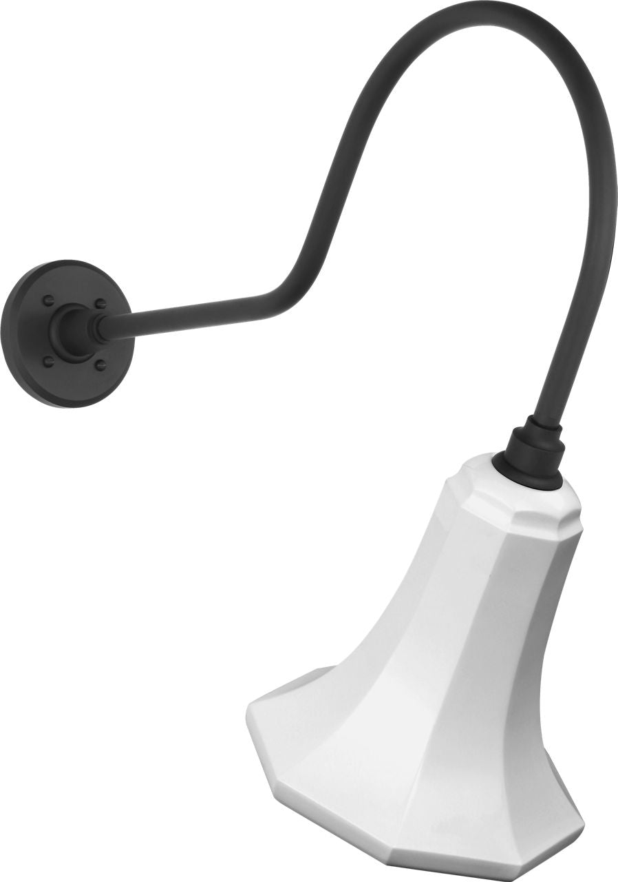 Academy 26" Angled Flynn Barn Light | Matte Black | 9.25 | 9.25" White Savannah Shade