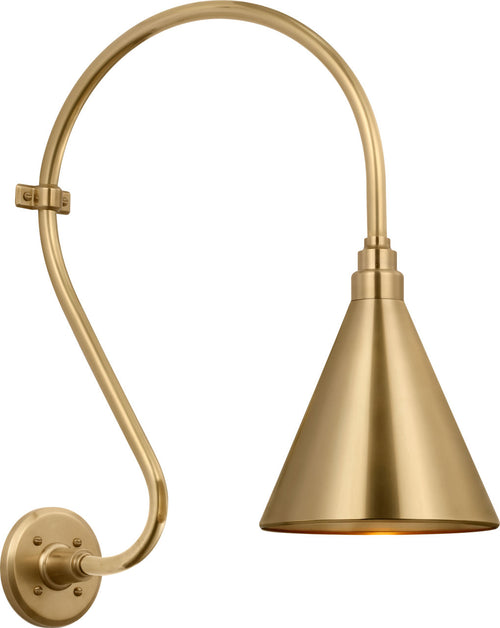 Academy 15" Larrabee Barn Light | Hand-Rubbed Antique Brass | 9 | 9" Hand-Rubbed Antique Brass Conical Savannah Shade