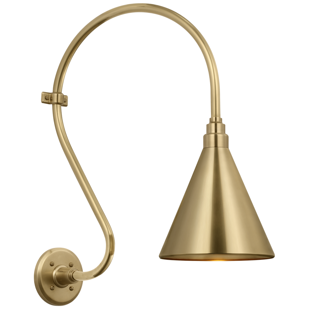 Academy 15" Larrabee Barn Light | Hand-Rubbed Antique Brass | 9 | 9" Hand-Rubbed Antique Brass Conical Savannah Shade