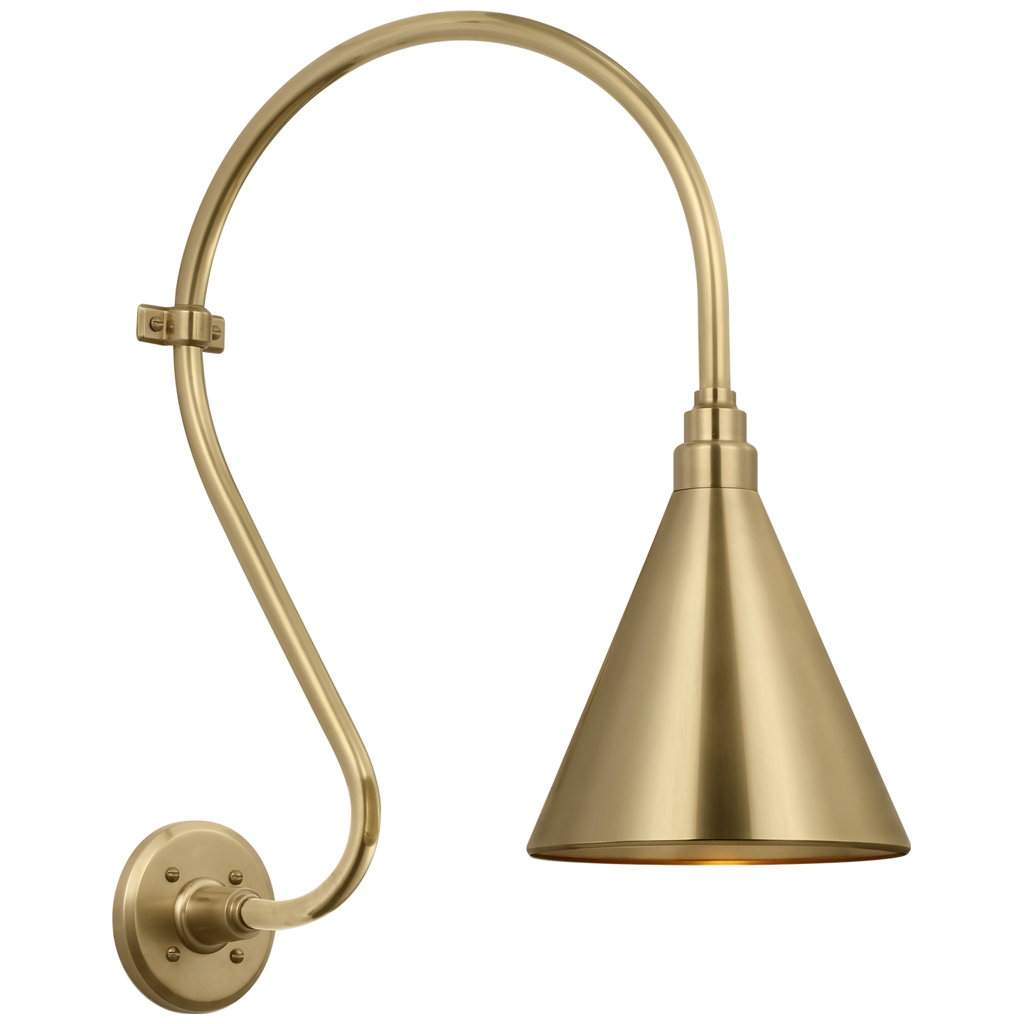 Academy 15" Larrabee Barn Light | Hand-Rubbed Antique Brass | 9 | 9" Hand-Rubbed Antique Brass Conical Savannah Shade