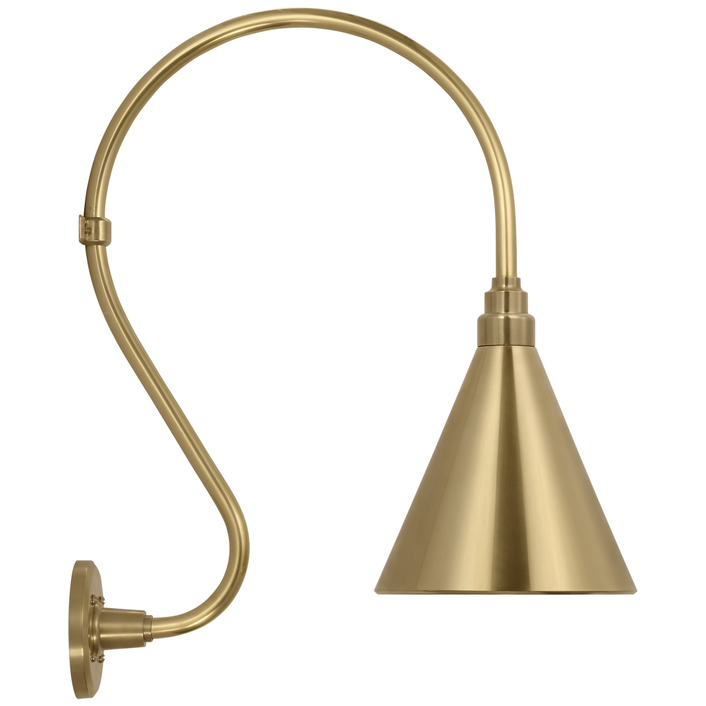 Academy 15" Larrabee Barn Light | Hand-Rubbed Antique Brass | 9 | 9" Hand-Rubbed Antique Brass Conical Savannah Shade
