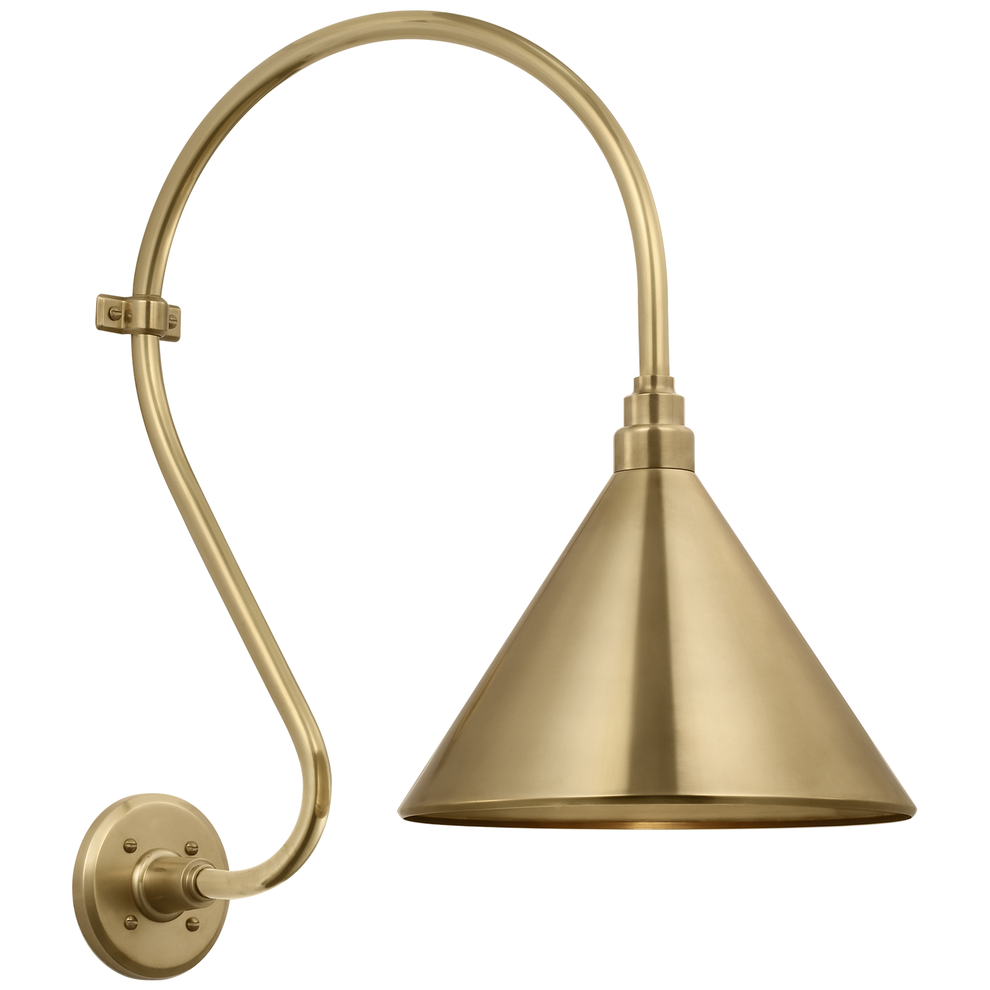 Academy 15" Larrabee Barn Light | Hand-Rubbed Antique Brass | 12.5 | 12.5" Hand-Rubbed Antique Brass Conical Savannah Shade