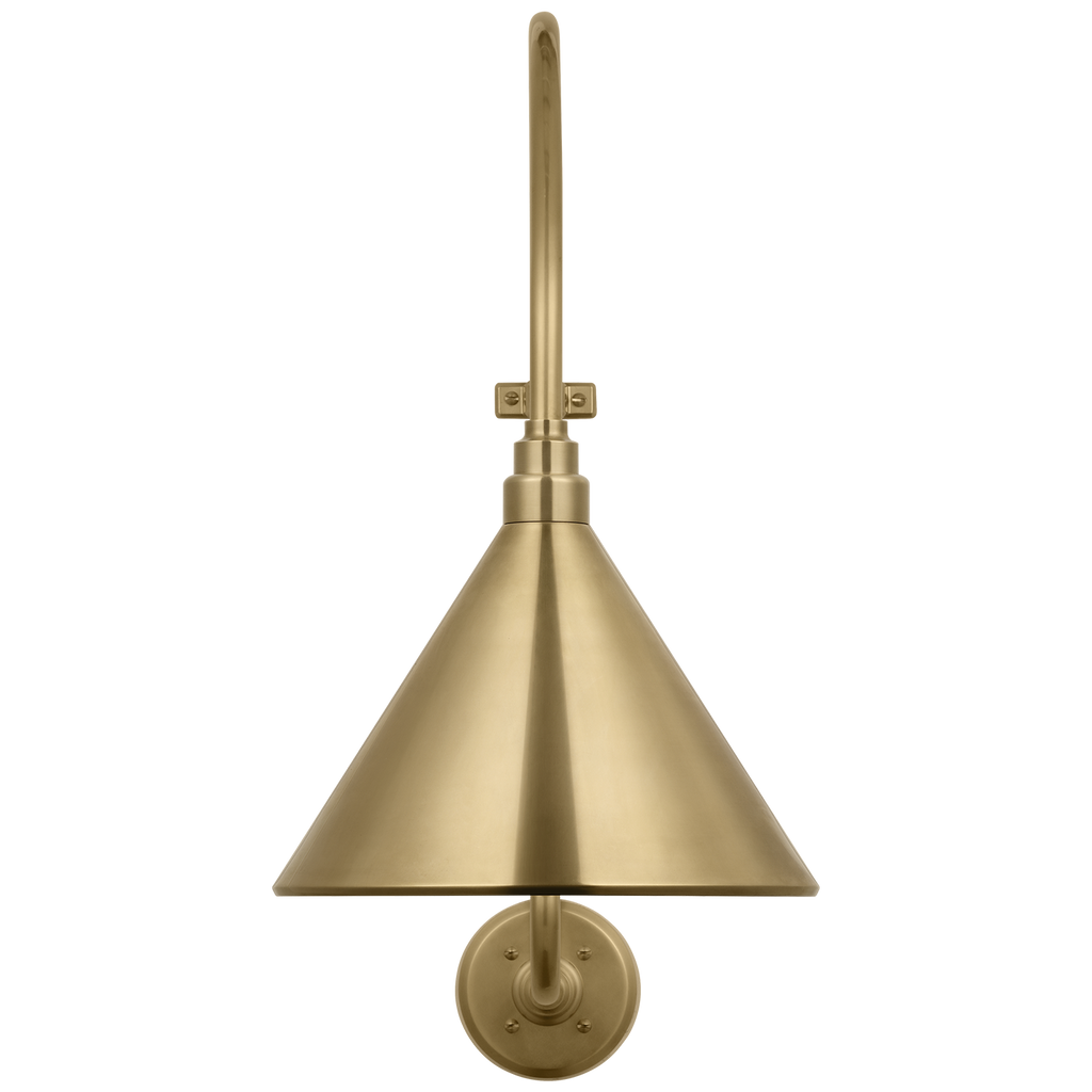 Academy 15" Larrabee Barn Light | Hand-Rubbed Antique Brass | 12.5 | 12.5" Hand-Rubbed Antique Brass Conical Savannah Shade