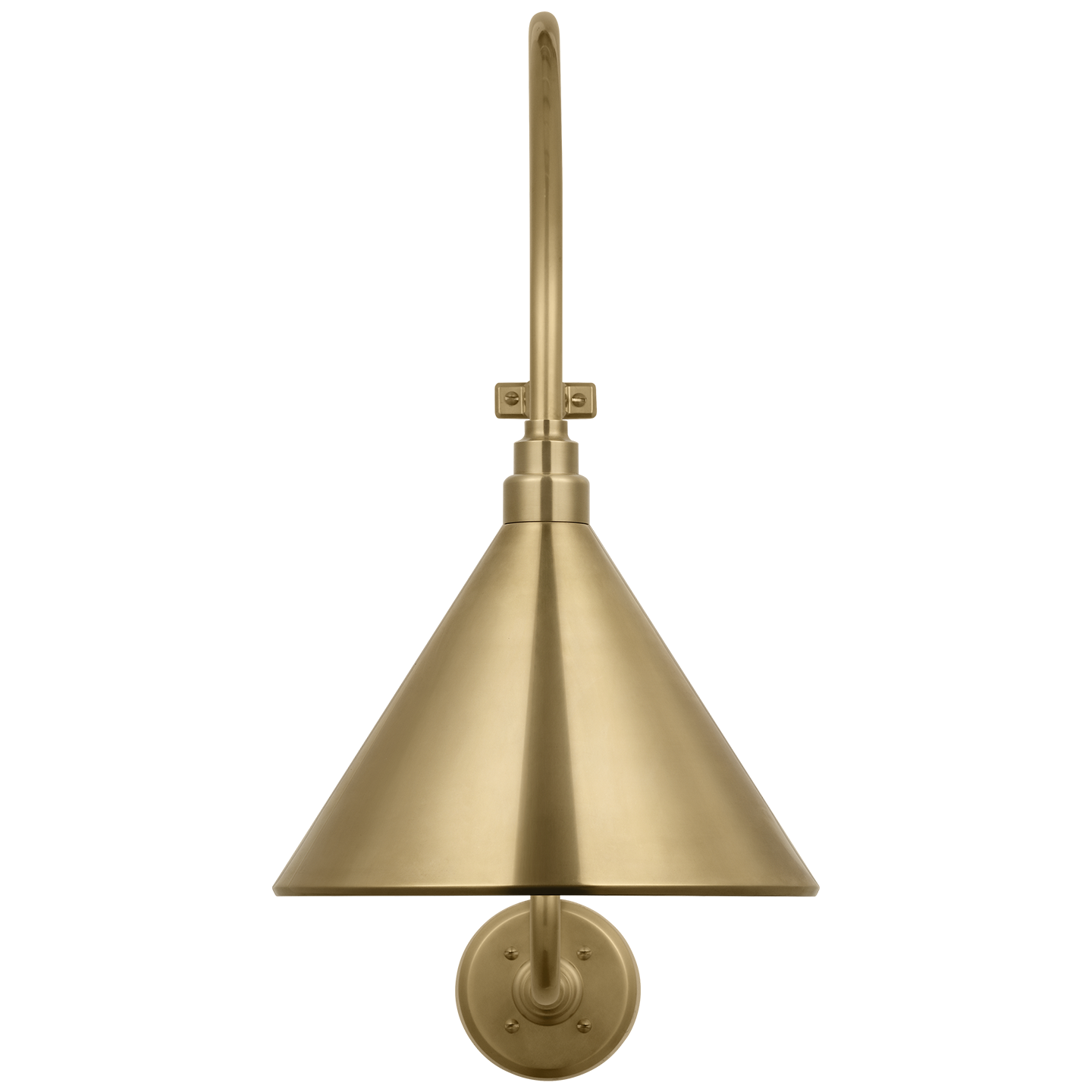 Academy 15" Larrabee Barn Light | Hand-Rubbed Antique Brass | 12.5 | 12.5" Hand-Rubbed Antique Brass Conical Savannah Shade