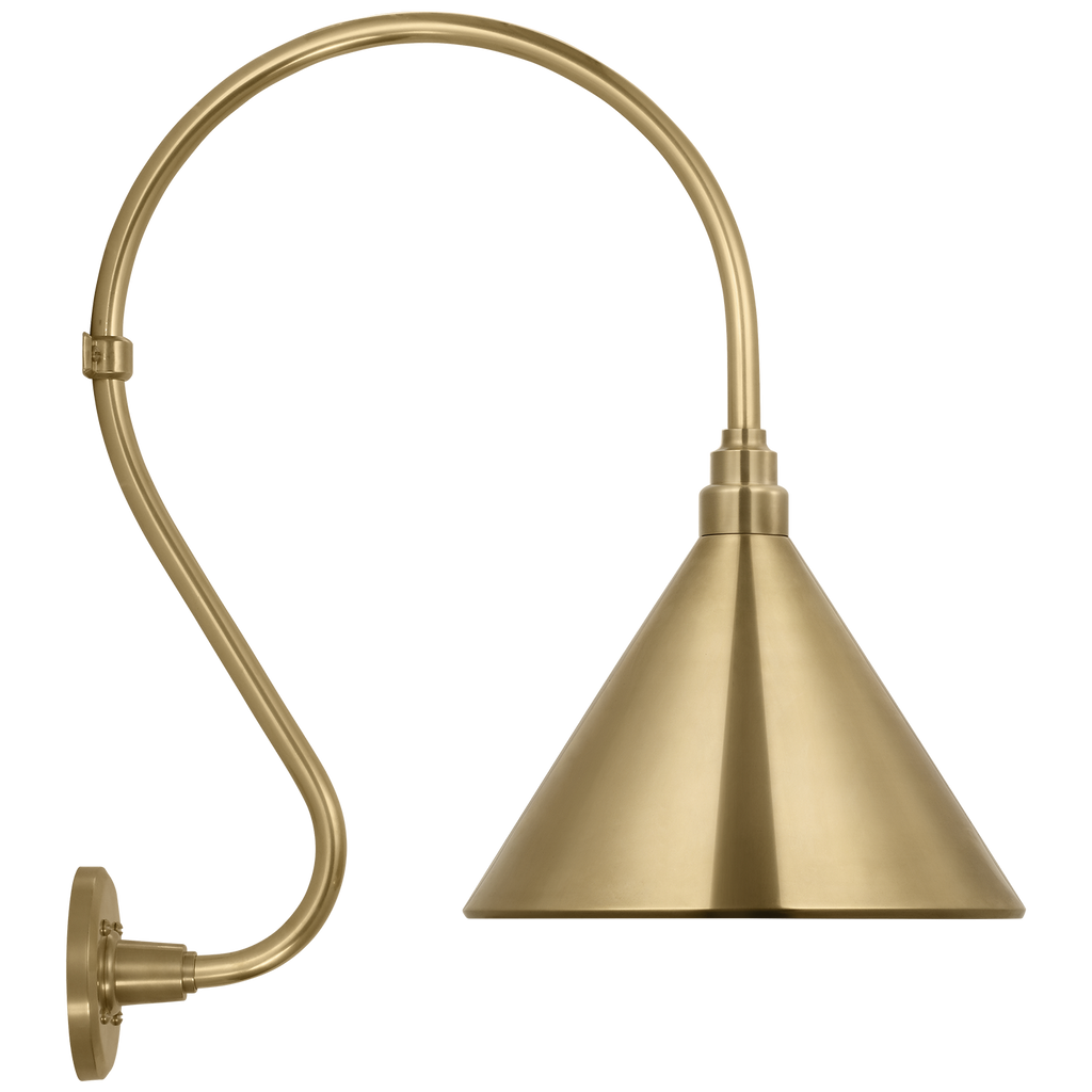 Academy 15" Larrabee Barn Light | Hand-Rubbed Antique Brass | 12.5 | 12.5" Hand-Rubbed Antique Brass Conical Savannah Shade