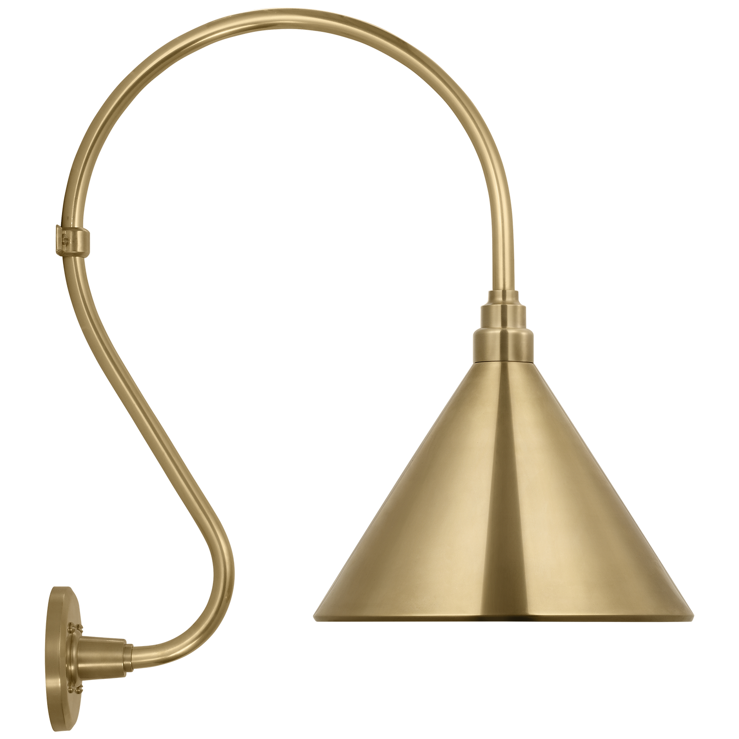 Academy 15" Larrabee Barn Light | Hand-Rubbed Antique Brass | 12.5 | 12.5" Hand-Rubbed Antique Brass Conical Savannah Shade