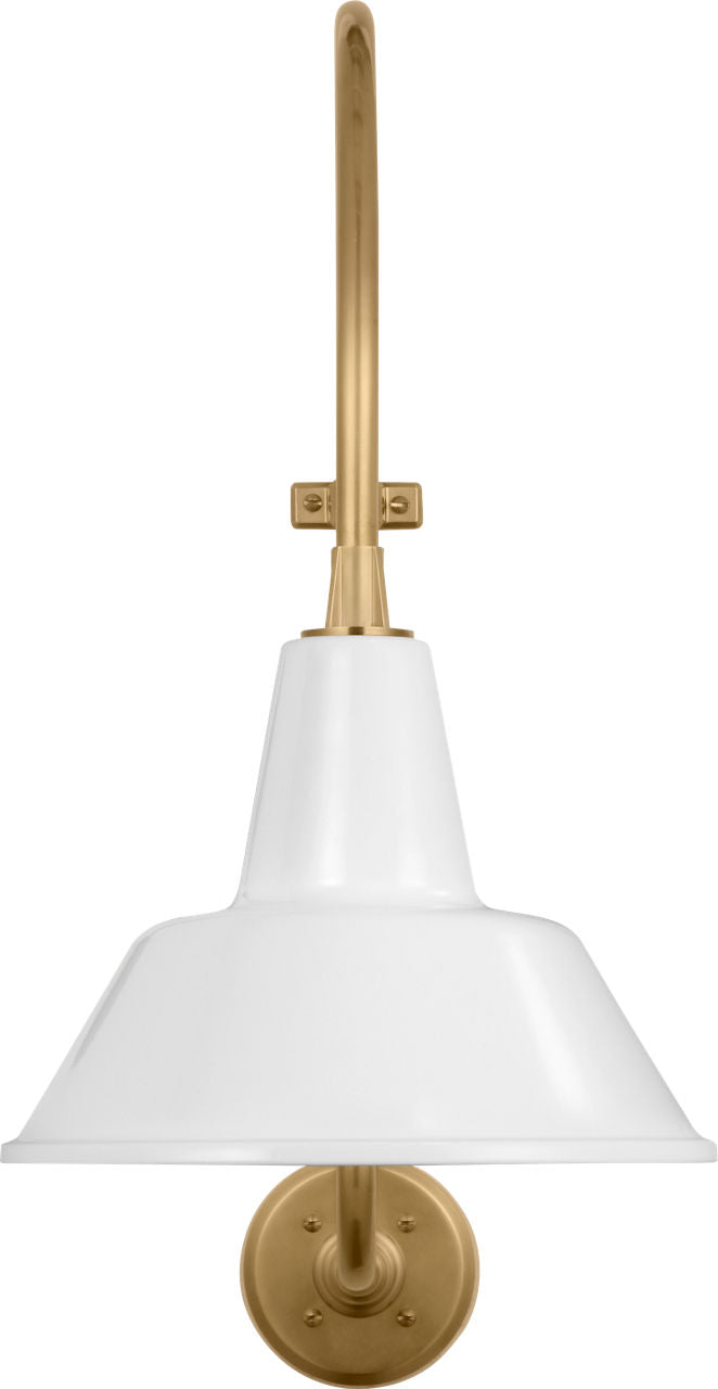 Academy 15" Larrabee Barn Light | Hand-Rubbed Antique Brass | 12.5 | 12.5" White Bowers Shade
