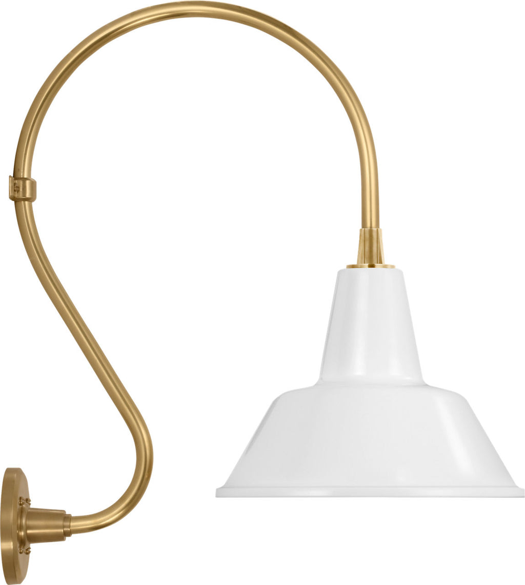 Academy 15" Larrabee Barn Light | Hand-Rubbed Antique Brass | 12.5 | 12.5" White Bowers Shade