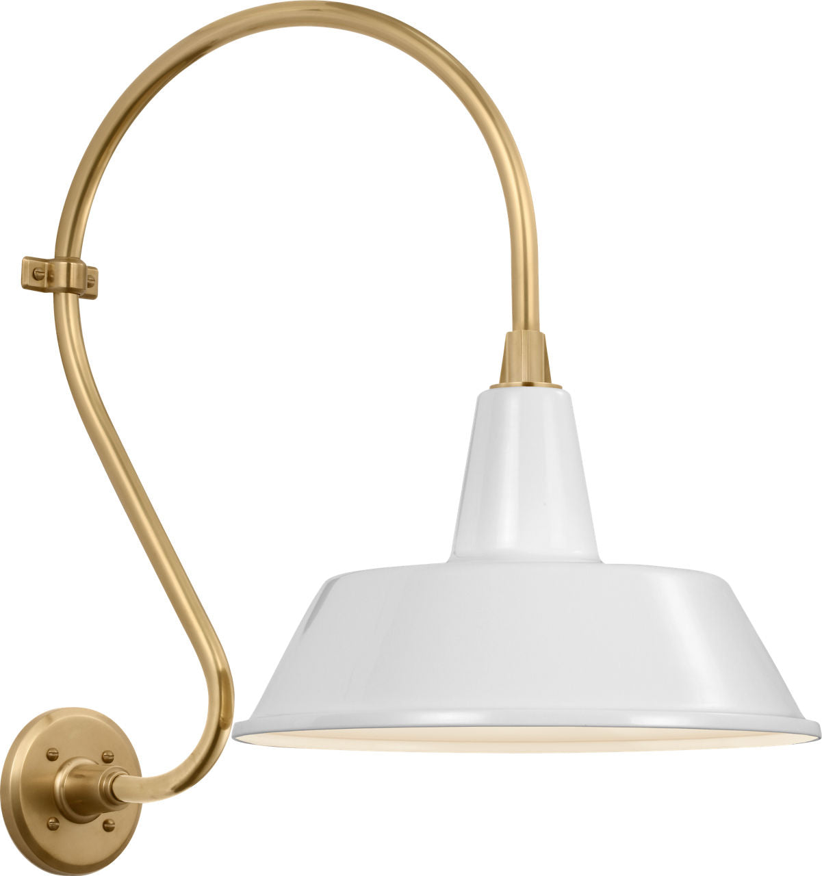 Academy 15" Larrabee Barn Light | Hand-Rubbed Antique Brass | 16 | 16" White Bowers Shade