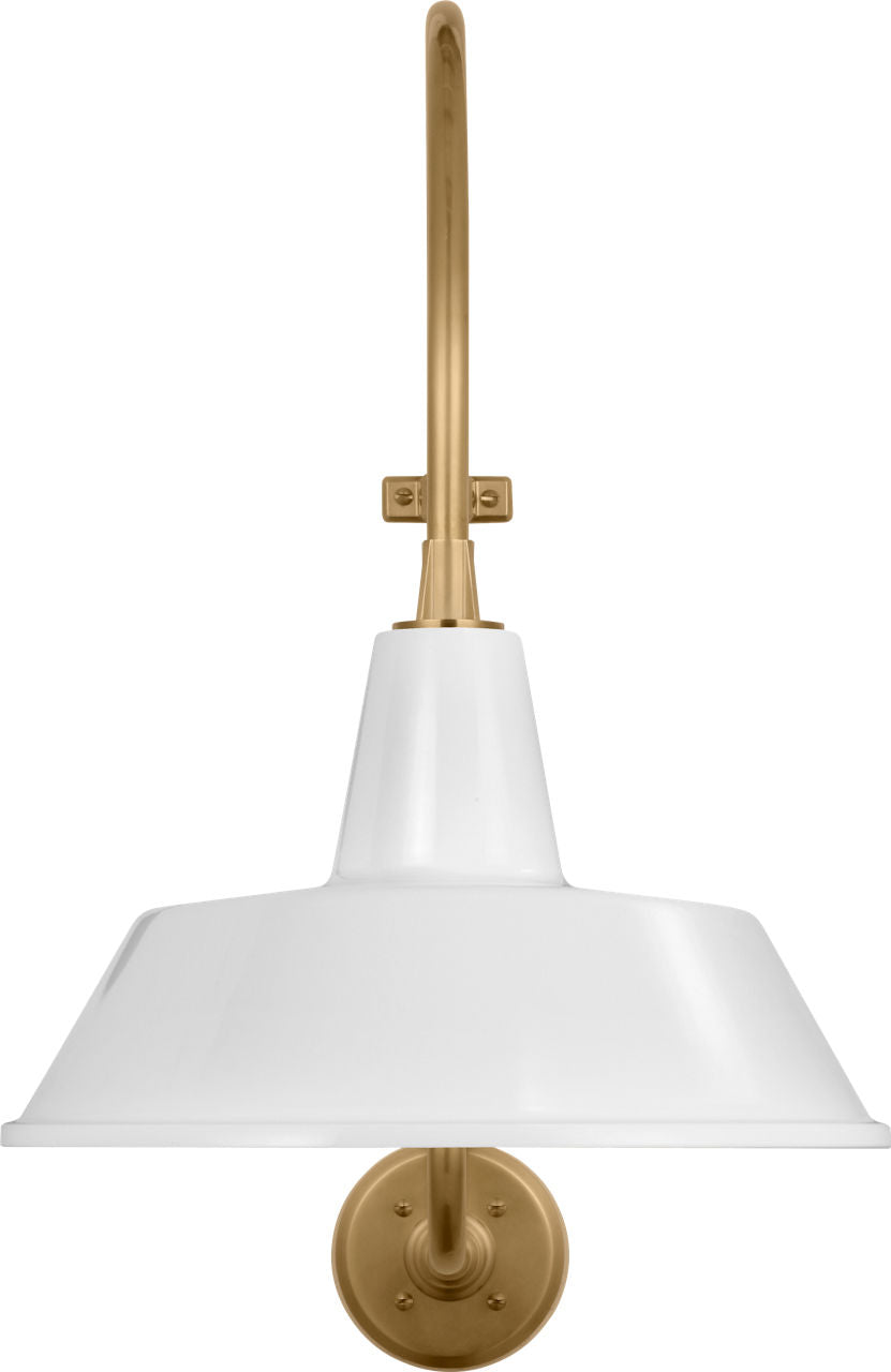 Academy 15" Larrabee Barn Light | Hand-Rubbed Antique Brass | 16 | 16" White Bowers Shade