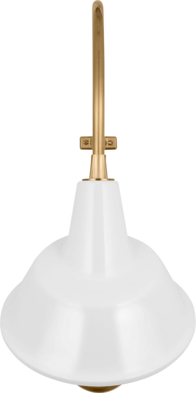 Academy 15" Larrabee Barn Light | Hand-Rubbed Antique Brass | 12.5 | 12.5" White Tilted Bowers Shade